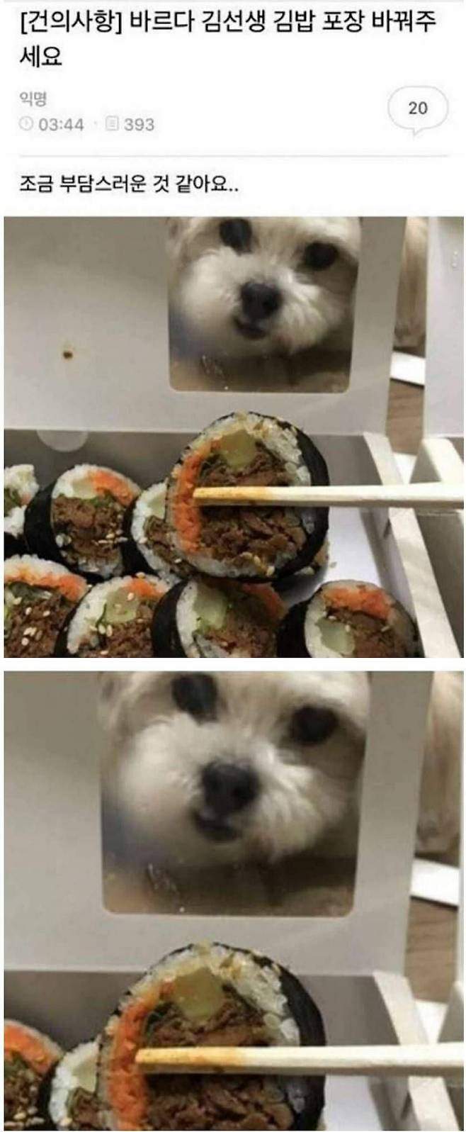 김밥 포장 용기 좀 바꿔주세요