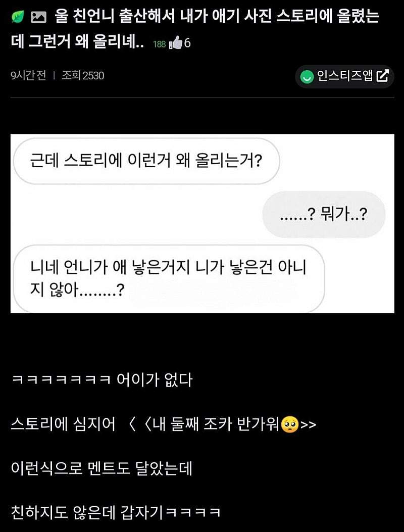 친언니 애기사진올리면 받는 디엠