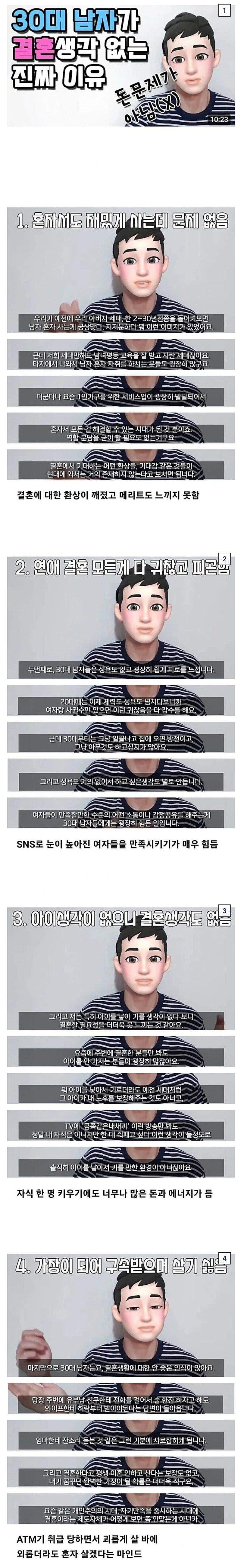 30대 남자가 결혼생각이 없는 이유