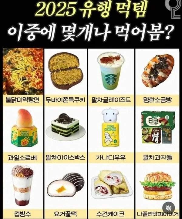 25년 유행 먹템 몇 개나 먹어 봤을까