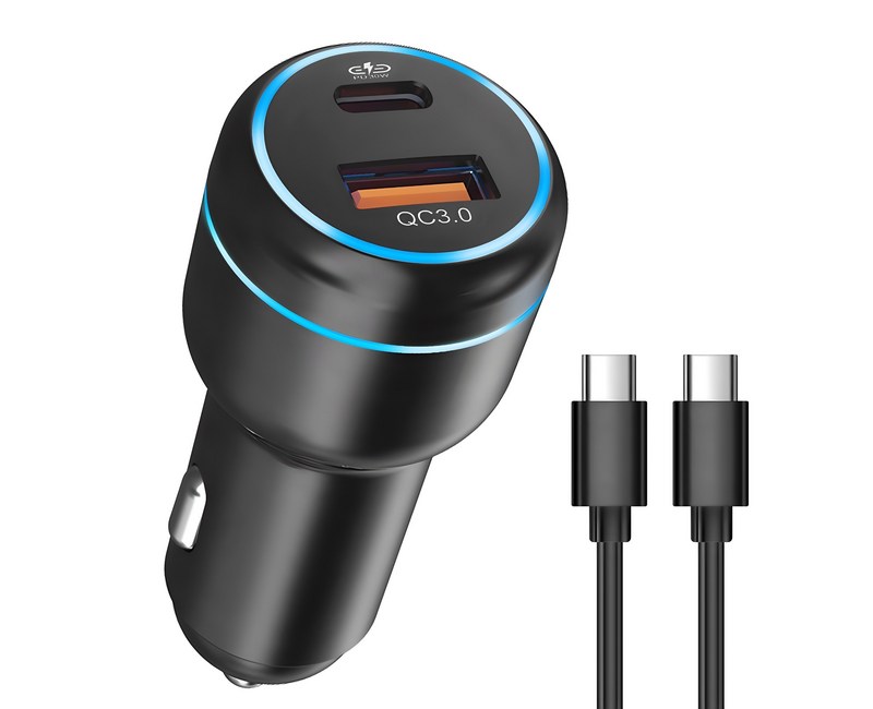 홈플래닛 PD 3.0 48W 2포트 차량용 시거잭 고속 충전기 + C to C 충전케이블 세트