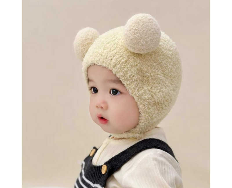 블랙체리 유아동 겨울 곰돌이 보넷