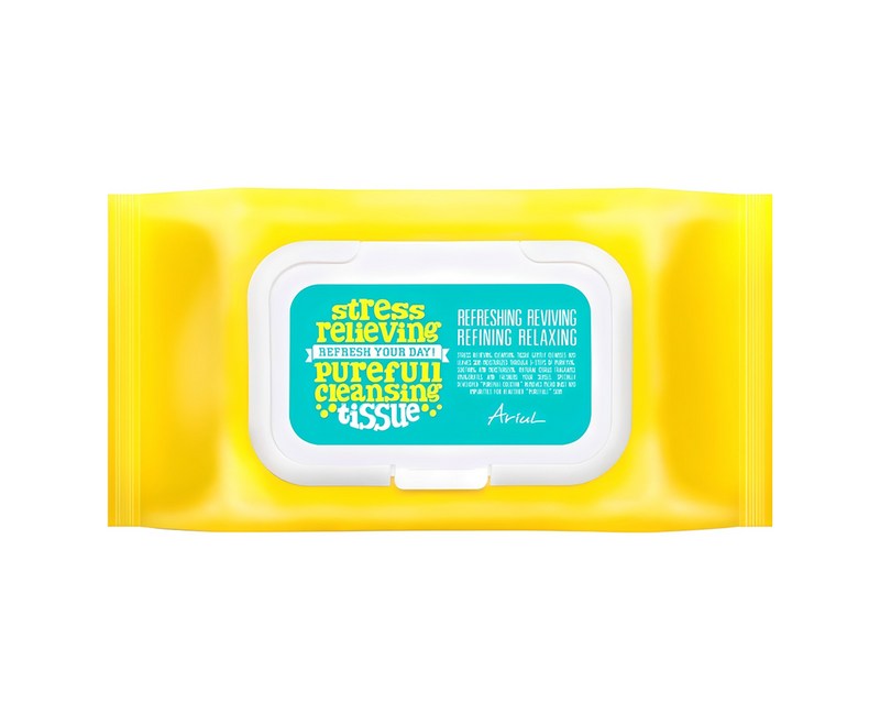 아리얼 스트레스 릴리빙 퓨어풀 클렌징 티슈