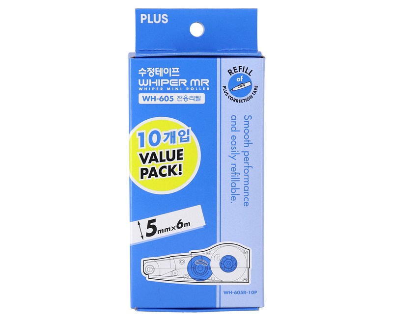 플러스 WH-605 본체 리필 수정테이프 10p