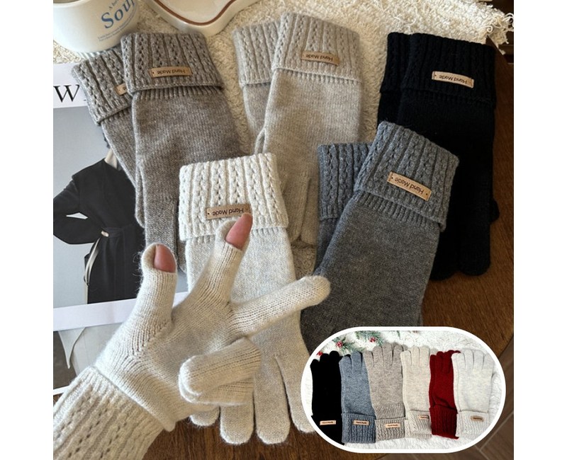 모어스샵 부드러운 울 니트 터치 여성 장갑