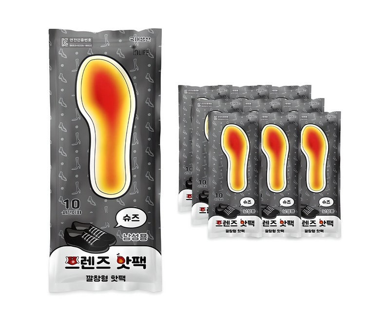 인라이프 국내 제조 깔창형 슈즈 프렌즈 핫팩 남성용 100g 2p