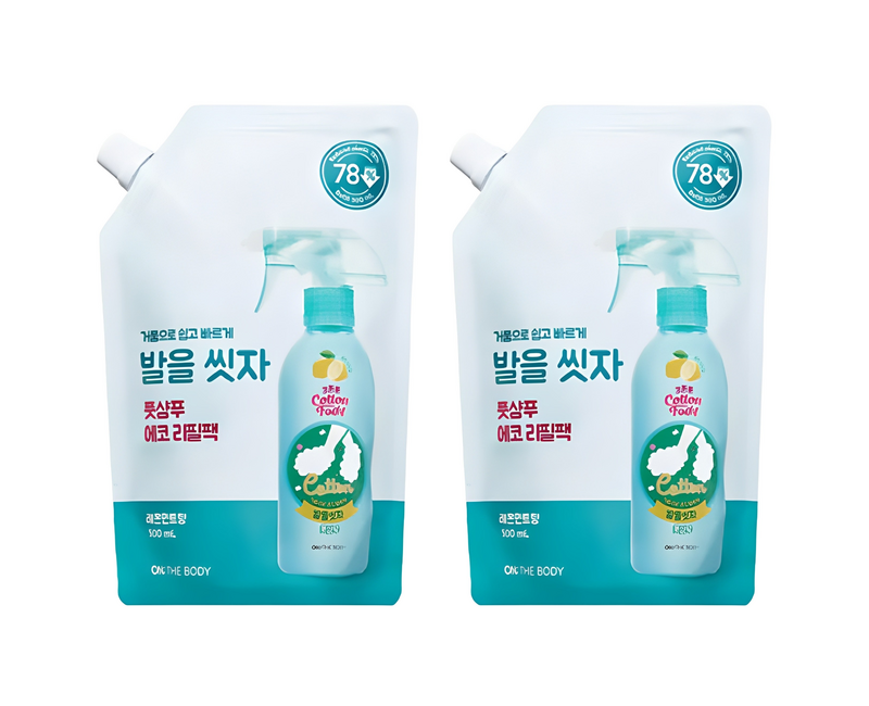 온더바디 코튼풋 발을 씻자 풋샴푸 레몬민트향 에코 리필팩