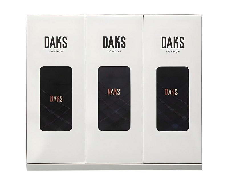 닥스 남성용 신사 중목 체크 3족 양말 선물세트 + 쇼핑백