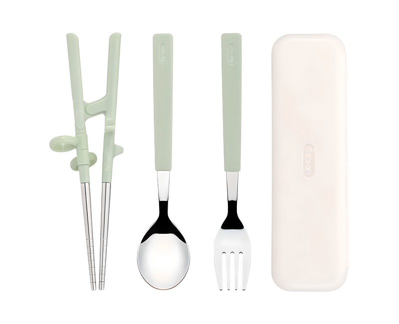 에디슨 2단계 스텐 젓가락 스푼 포크 케이스 세트