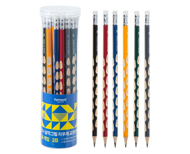 탐사 삼각그립 지우개 교정연필 2B