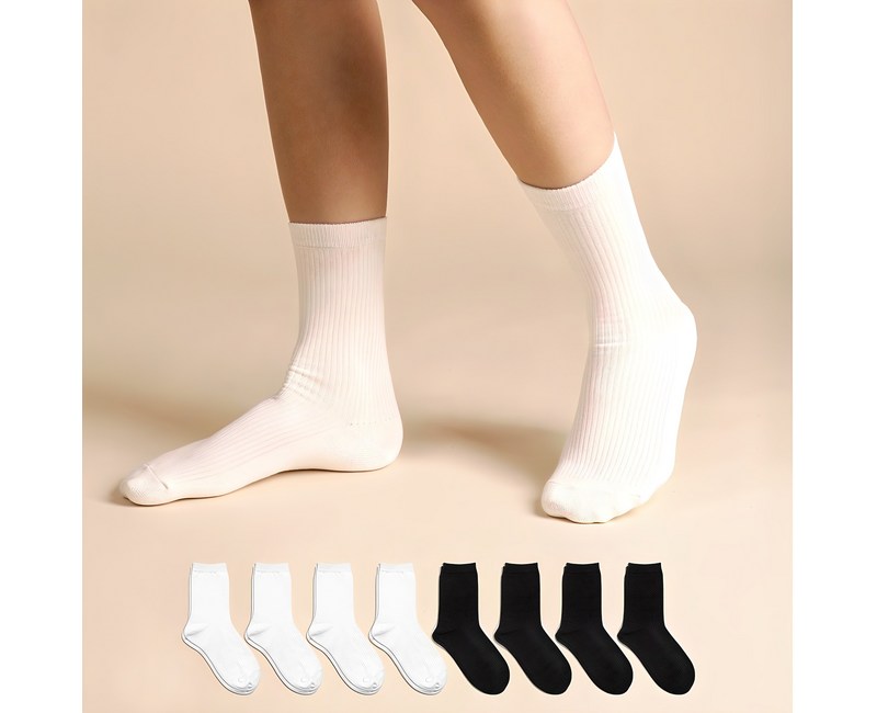 삭피엔스 여성용 발목이 가늘어 보이는 골지 중목 양말 8켤레 세트
