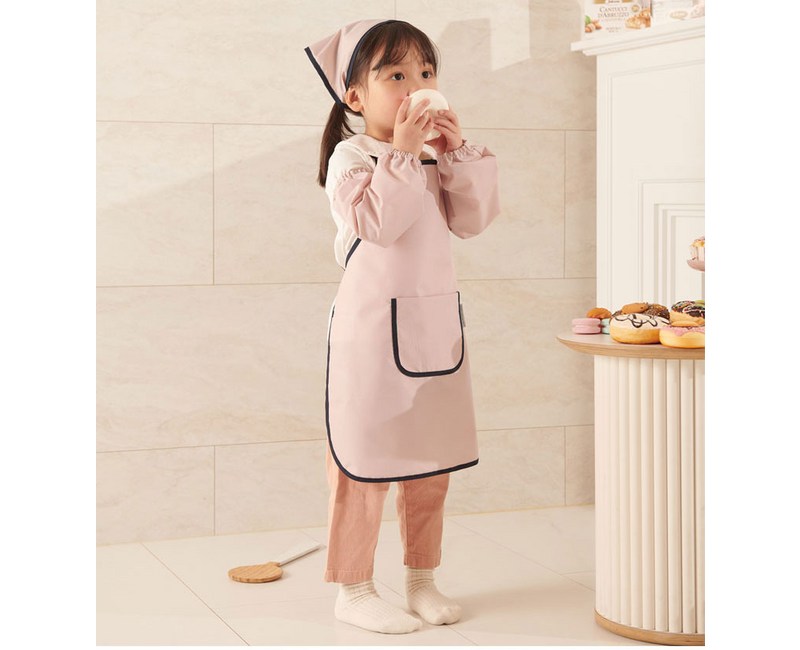 베베슈에뜨 아동용 파스텔 방수 앞치마 + 두건 + 팔토시 세트