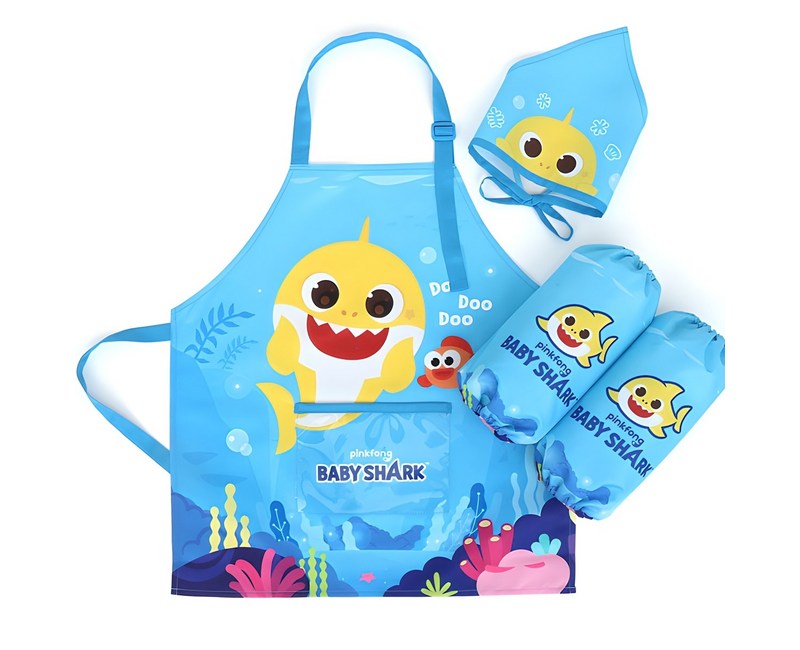 핑크퐁 아동용 아기상어 앞치마 + 토시+ 두건 세트 PO182