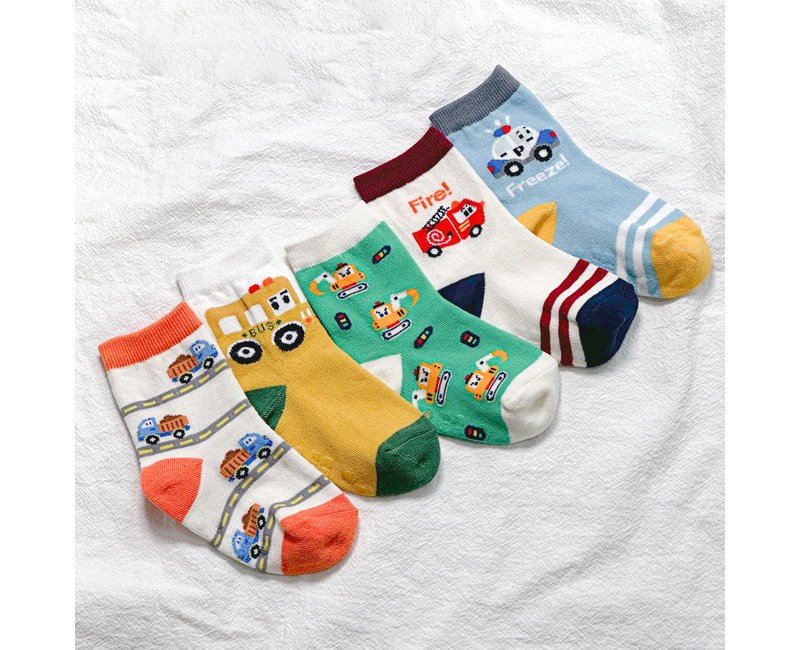 키즈퓨처 아동용 중장비 자동차 로디스 중목 양말 5켤레 세트