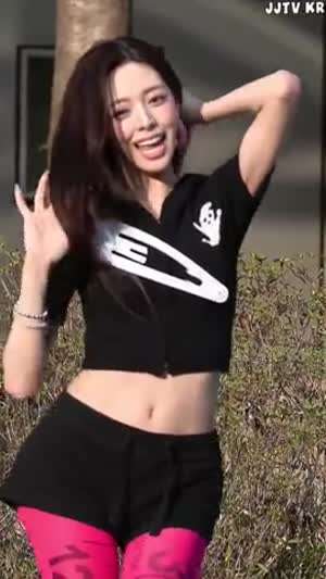 ITZY 유나 미니 팬미팅 크롭 지퍼 후드 핑크 레깅스