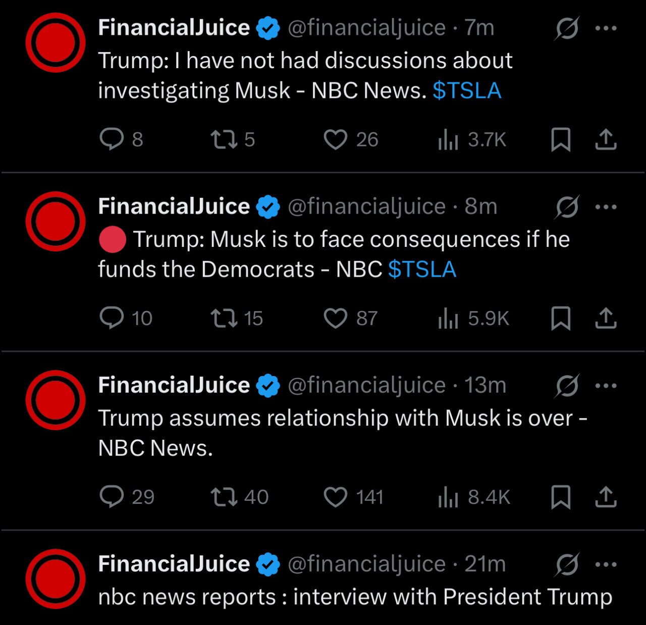 (속보)트럼프: 일론 머스크와의 관계는 끝이 났고, 민주당을 지원하면 대가를 치룰것