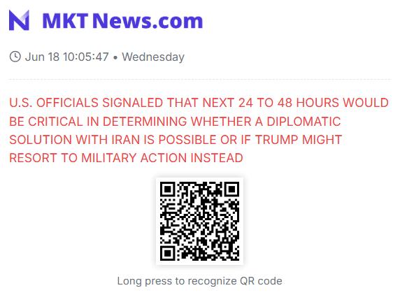 속보) 미국, 이란과 48시간내 외교적 해결 성과 없다면 군사 대응 검토중