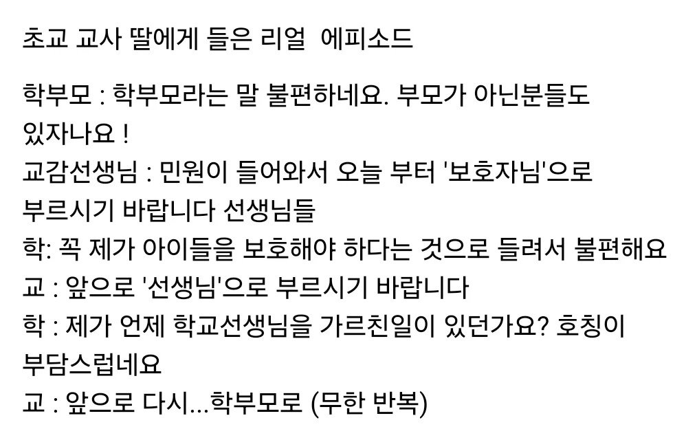 초등학생 학부모가 불편해하는 호칭