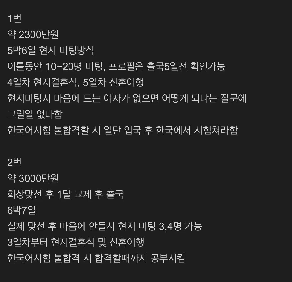 국제결혼 업체의 방식 2가지