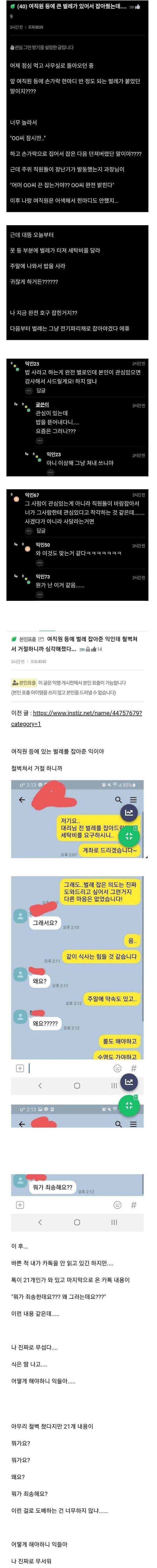 벌레 잡아준 여직원이 갑자기 밥을 사래요