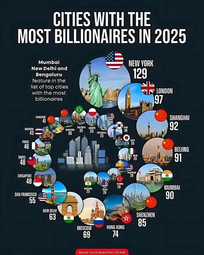억만장자가 가장 많이 살고 있는 도시