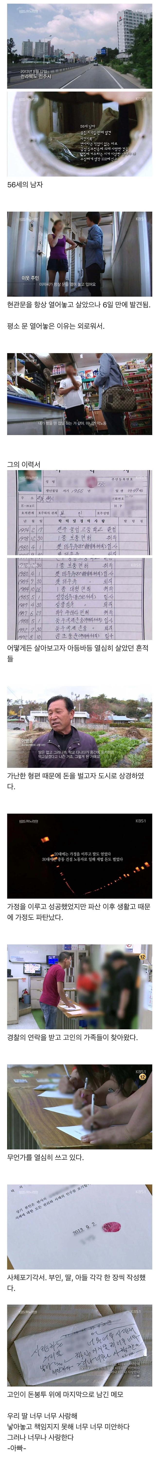 숨진지 6일만에 발견된 56세 남자