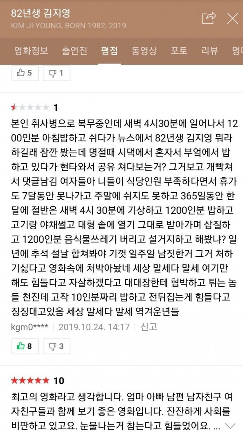 82년생 김지영 보고 개빡친 취사병
