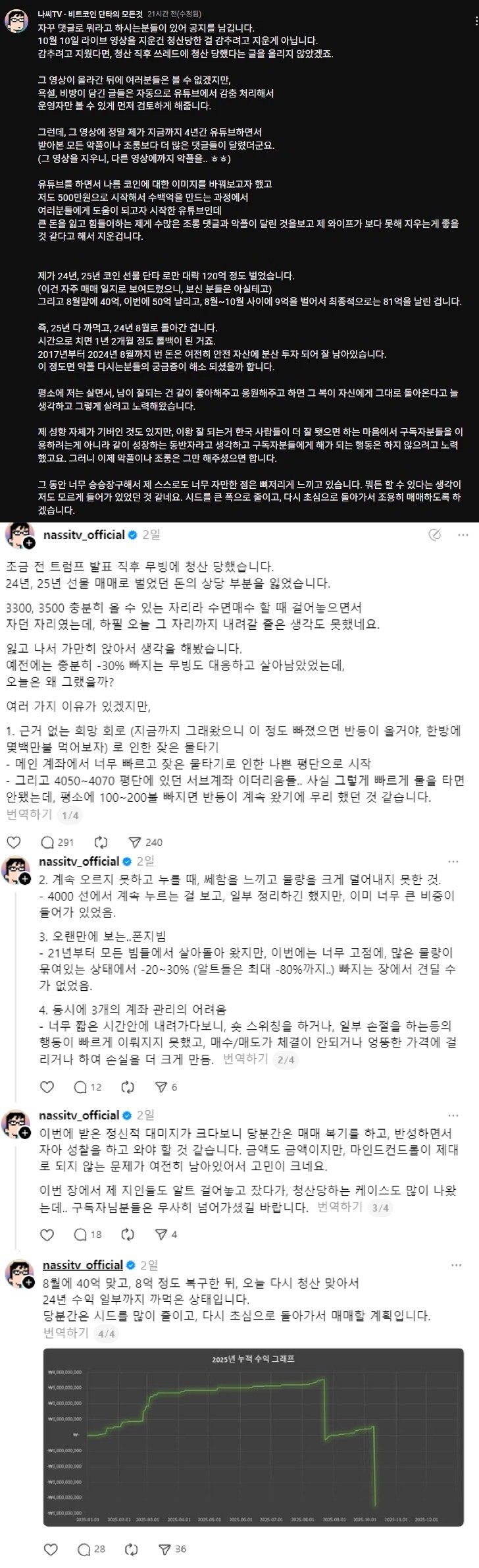 코인폭락 사태로 81억 날린 코인 유튜버