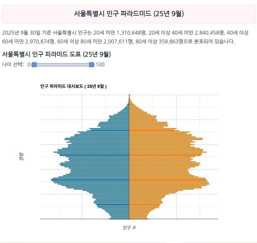 현재 서울 인구 피라미드 근황