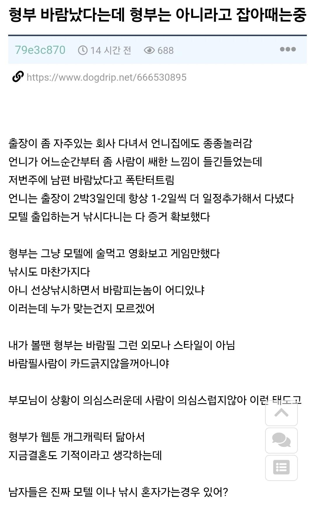 형부가 바람폈다는 언니 와 절대 아니라는 형부