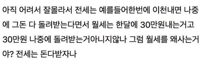 월세를 왜 사는거야??