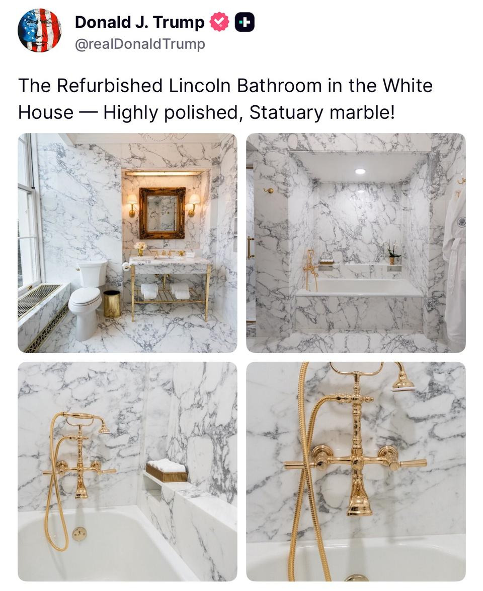 트럼프, 백악관 욕실 공개